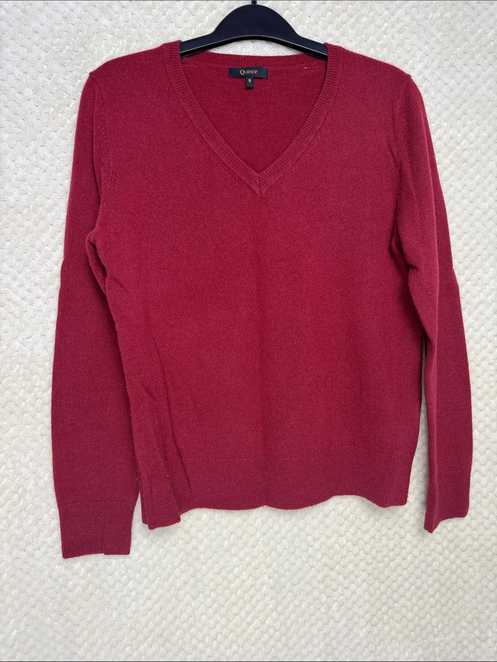 Quince V-Neck Sweater in Burgundy